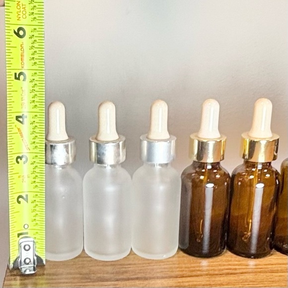 Set of 8 Empty Amber and Frosted Glass Dropper Bottles, [Various Sizes] - Picture 5 of 8